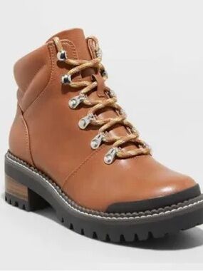 NEW Universal Thread Kira Lace Up Hiker Boot In Cognac Brown